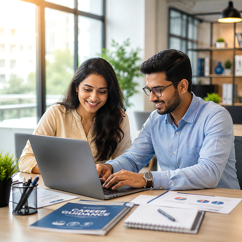 Career counsellor mentoring a student